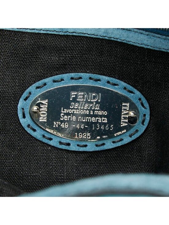 Fendi Selleria Croco Backpack Blue Black Suede Leather main image 6